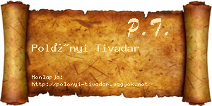 Polónyi Tivadar névjegykártya
